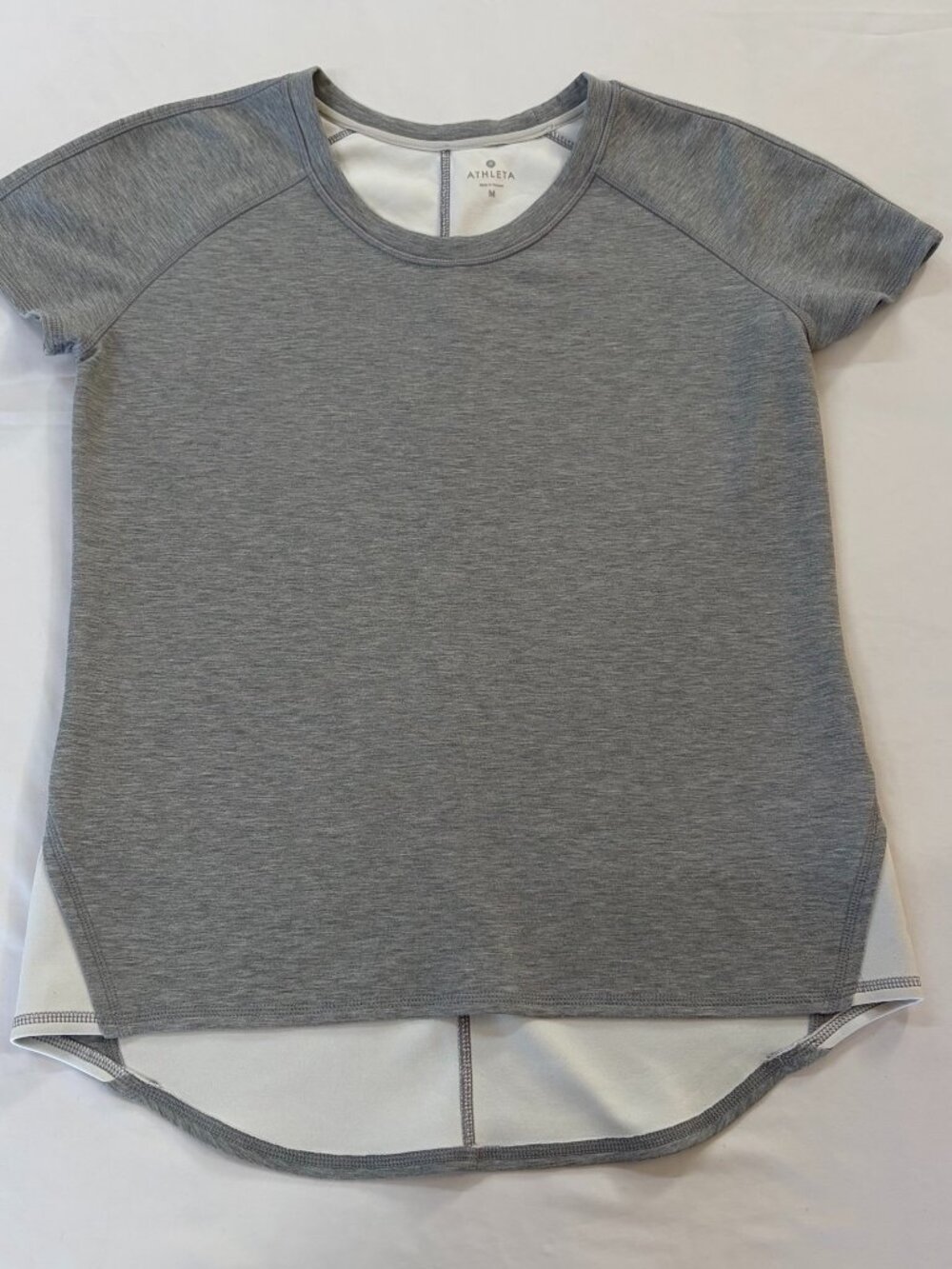 Athleta Gray White Sweater Workout Shirt Medium